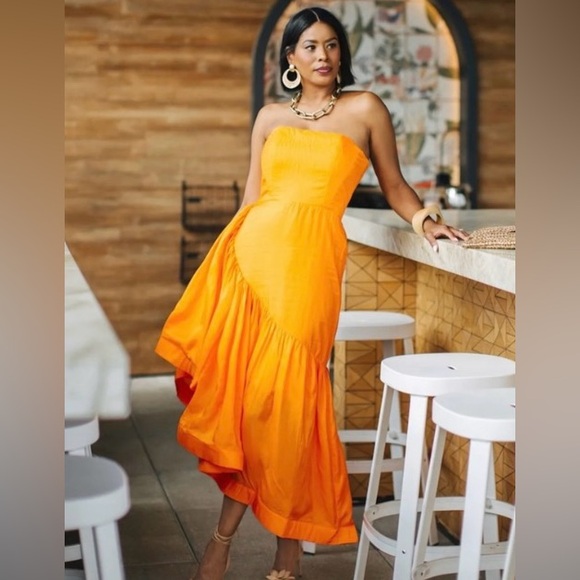 Anthropologie “Let Me Be” Strapless Asymmetrical Dress size Medium - Picture 1 of 16